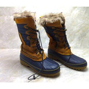 Lands End Squall Winter Boots Blue Tan Snow Insulated Womens Size 6B